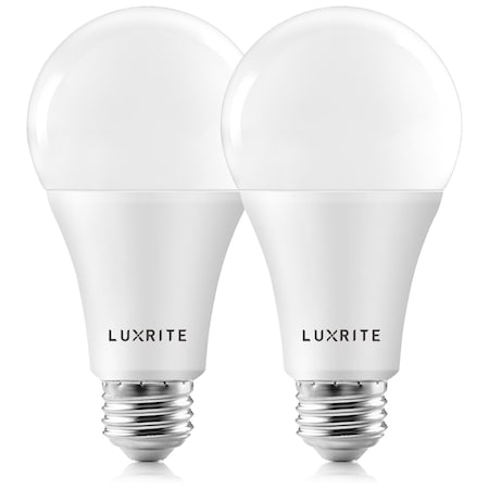 Luxrite A21 LED Light Bulbs 22W (150W Equivalent) 2550LM 4000K Cool White Dimmable E26 Base 2-Pack LR21452-2PK